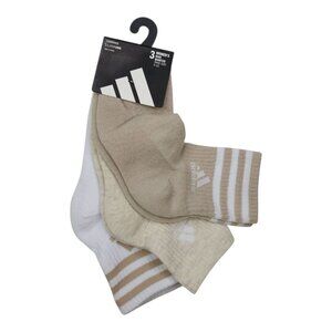 Adidas Womens High Quarter Socks Size 5-10 3-Pack Cushioned ClimaCool Beige Whit